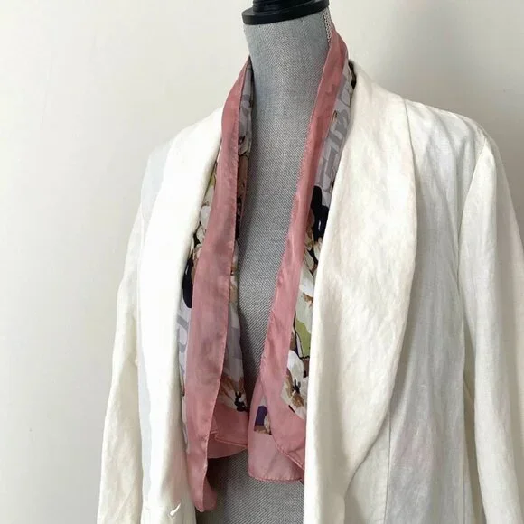 Dana Buchman Floral Monogram Pink & Gray Wrap 42” Versatile Feminine Summer NWOT